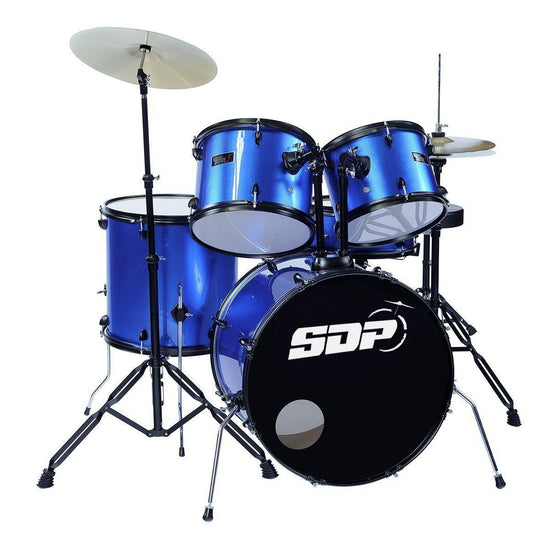 Sonic Drive 5-Piece Rock Drum Kit with 22" Bass Drum (Metallic Blue w/ Matte Black Hardware)