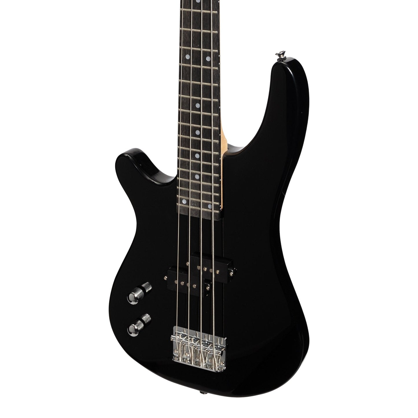 Casino '24 Series' Left Handed Short Scale Tune-Style Electric Bass Guitar Set (Black)