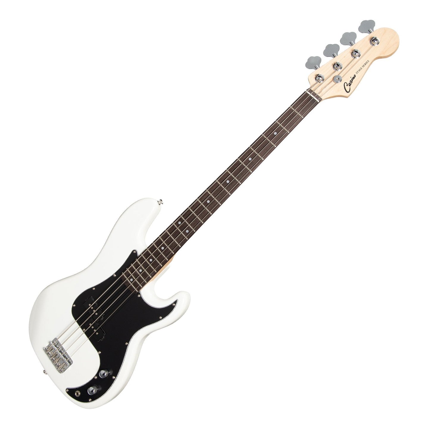 Casino P-Style Electric Bass Guitar and 15 Watt Amplifier Pack (White)