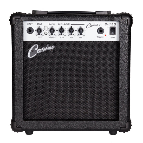 Casino ST-Style Electric Guitar and 15 Watt Amplifier Pack (Metallic Blue)