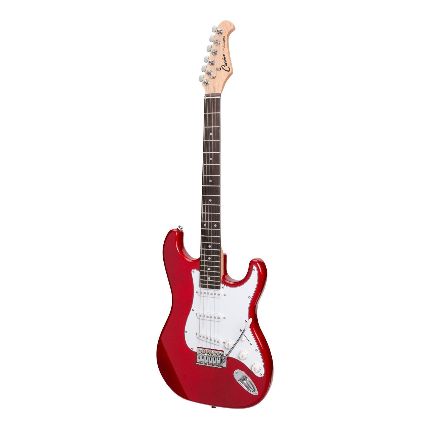 Casino ST-Style Electric Guitar and 15 Watt Amplifier Pack (Transparent Wine Red)