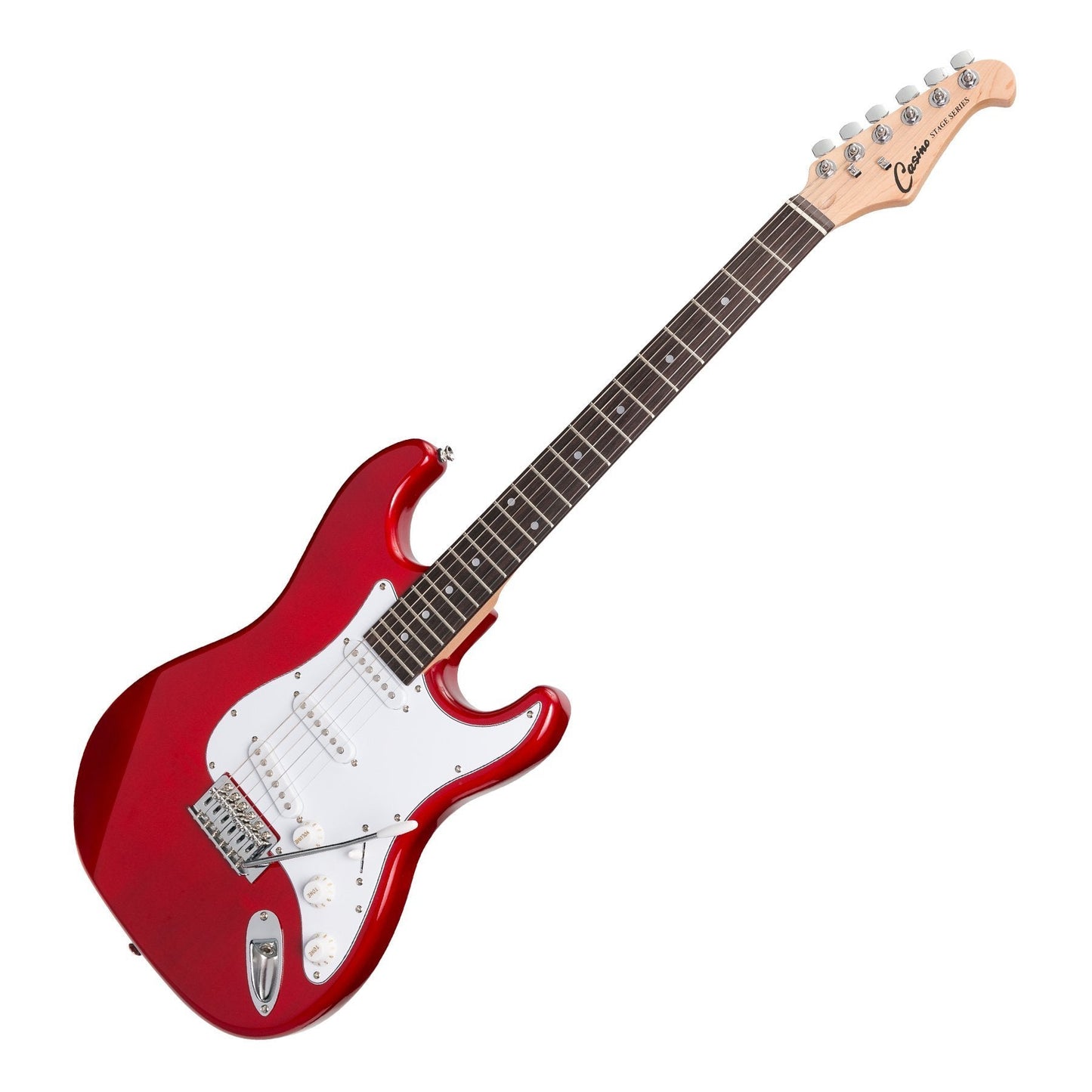 Casino ST-Style Electric Guitar and 15 Watt Amplifier Pack (Transparent Wine Red)