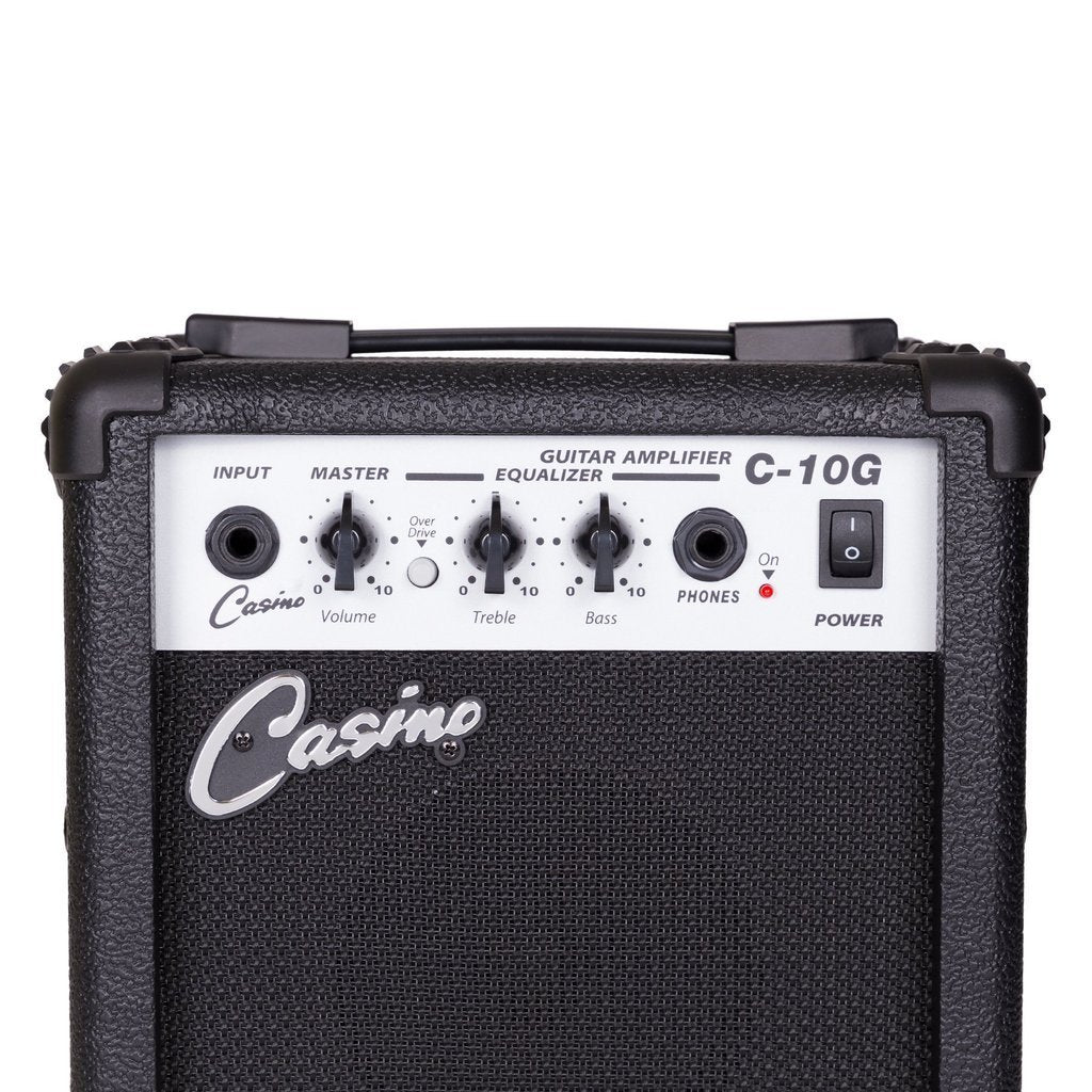 Casino ST-Style Short Scale Electric Guitar and 10 Watt Amplifier Pack (Candy Apple Red)