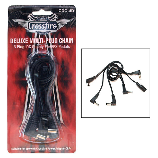 Load image into Gallery viewer, Crossfire 5-Plug Deluxe Daisy Chain Pedal Power Cable (Right Angle Plugs)
