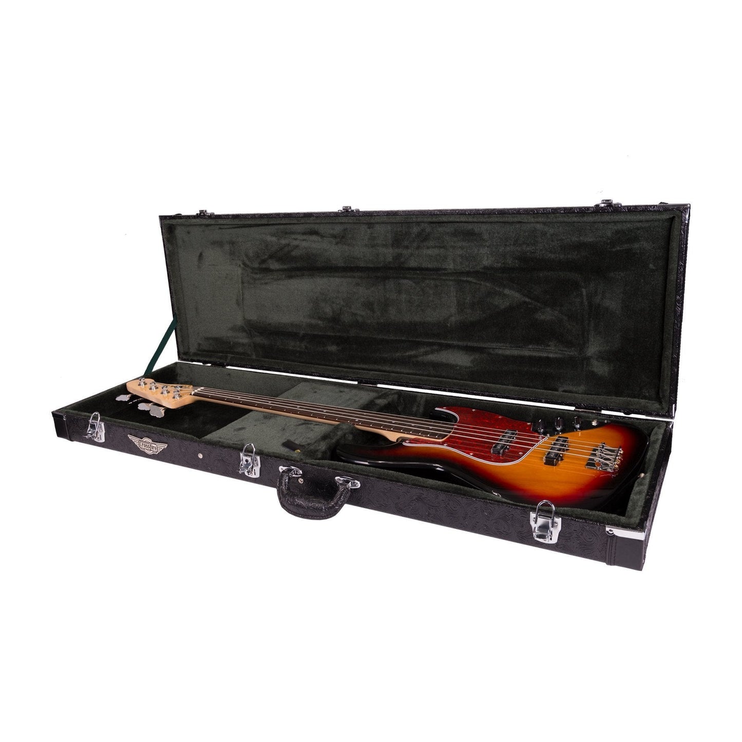 Load image into Gallery viewer, Crossfire Deluxe Rectangular P and J-Style Bass Guitar Hard Case (Paisley Black)
