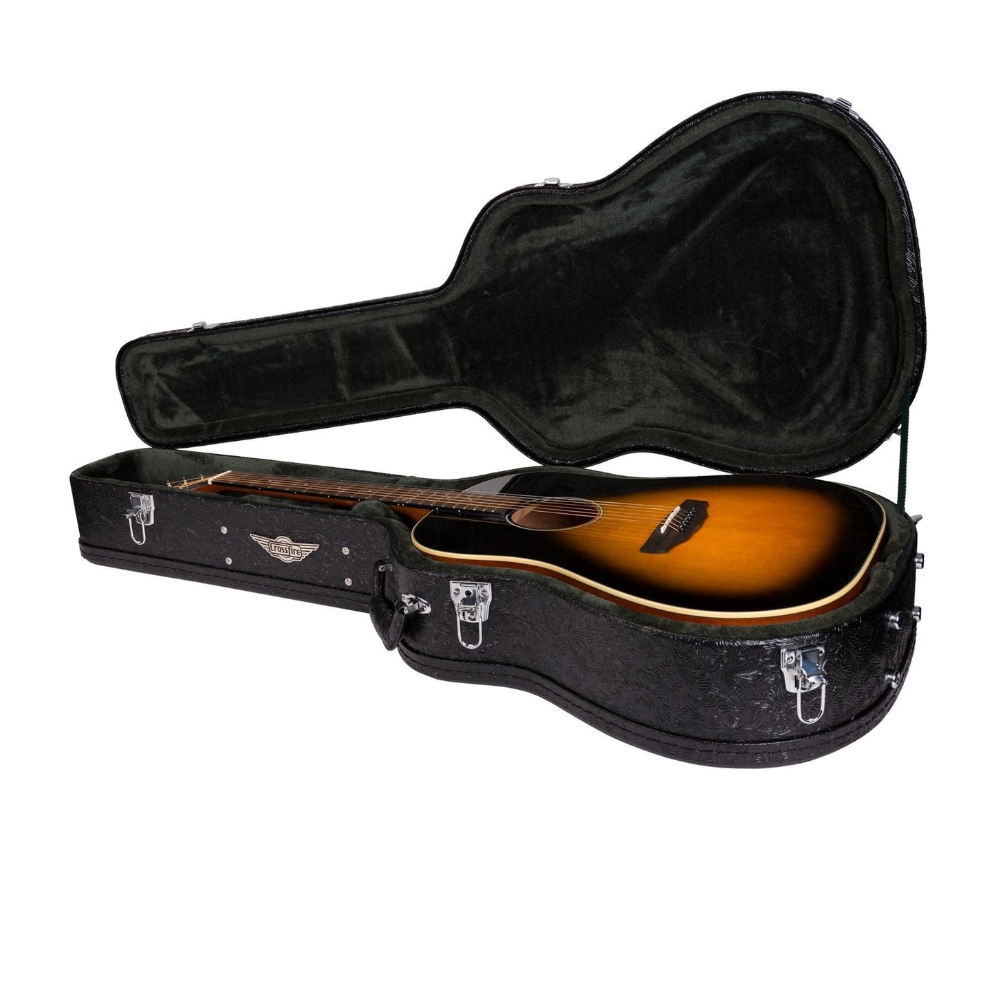 Crossfire Deluxe Shaped Dreadnought Acoustic Guitar Hard Case (Paisley Black)