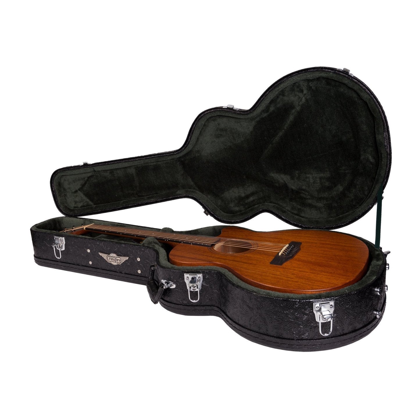 Crossfire Deluxe Shaped Small Body Acoustic Guitar Hard Case (Paisley Black)