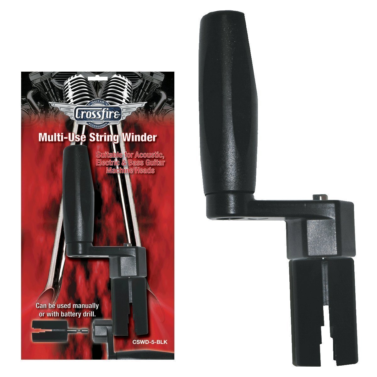 Crossfire Heavy Duty Multi-Use Guitar String Winder (Removable Head For Use With Drill)