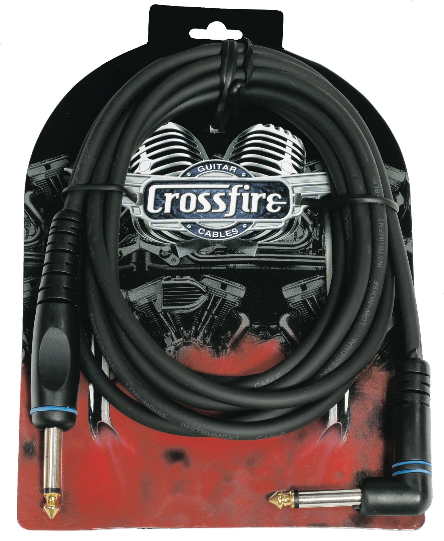 Crosssfire 10' / 3 Metre Instrument Cable with Right Angle/Straight Moulded Jacks