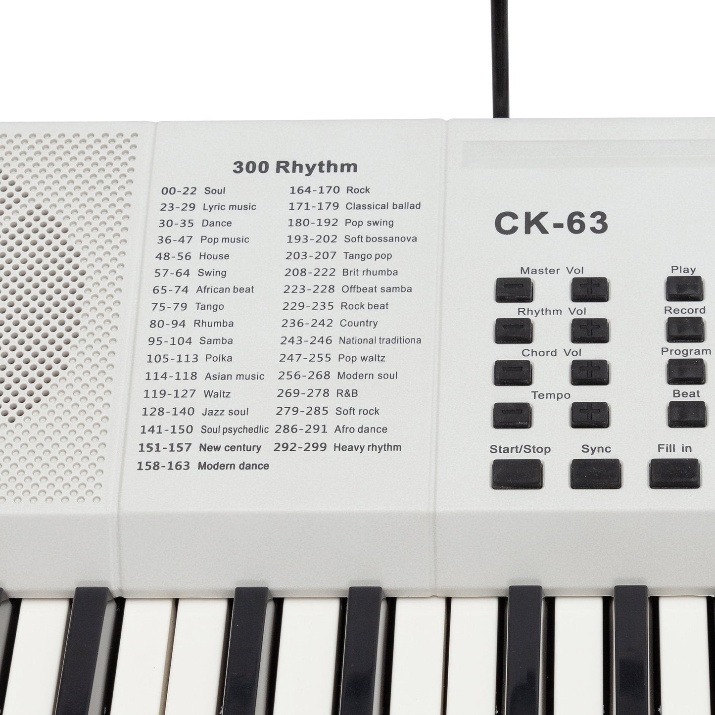 Crown CK-63 Multi-Function 61-Key Electronic Portable Keyboard with USB (White)