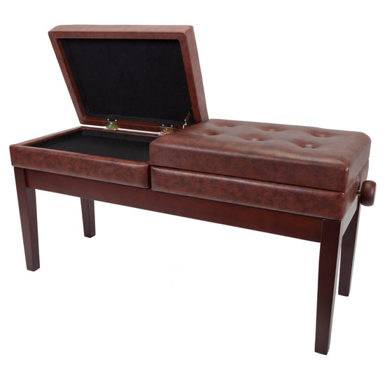 Load image into Gallery viewer, Crown Deluxe Height Adjustable Duet Piano Stool with Storage Compartments (Walnut)
