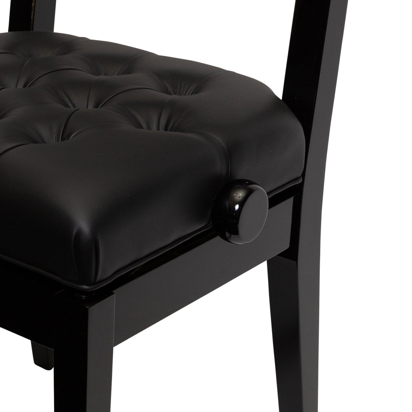 Load image into Gallery viewer, Crown Deluxe Tufted Height Adjustable Piano Stool with Back Support (Black)
