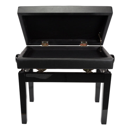 Load image into Gallery viewer, Crown Deluxe Tufted Height Adjustable Piano Stool with Storage Compartment (Black)
