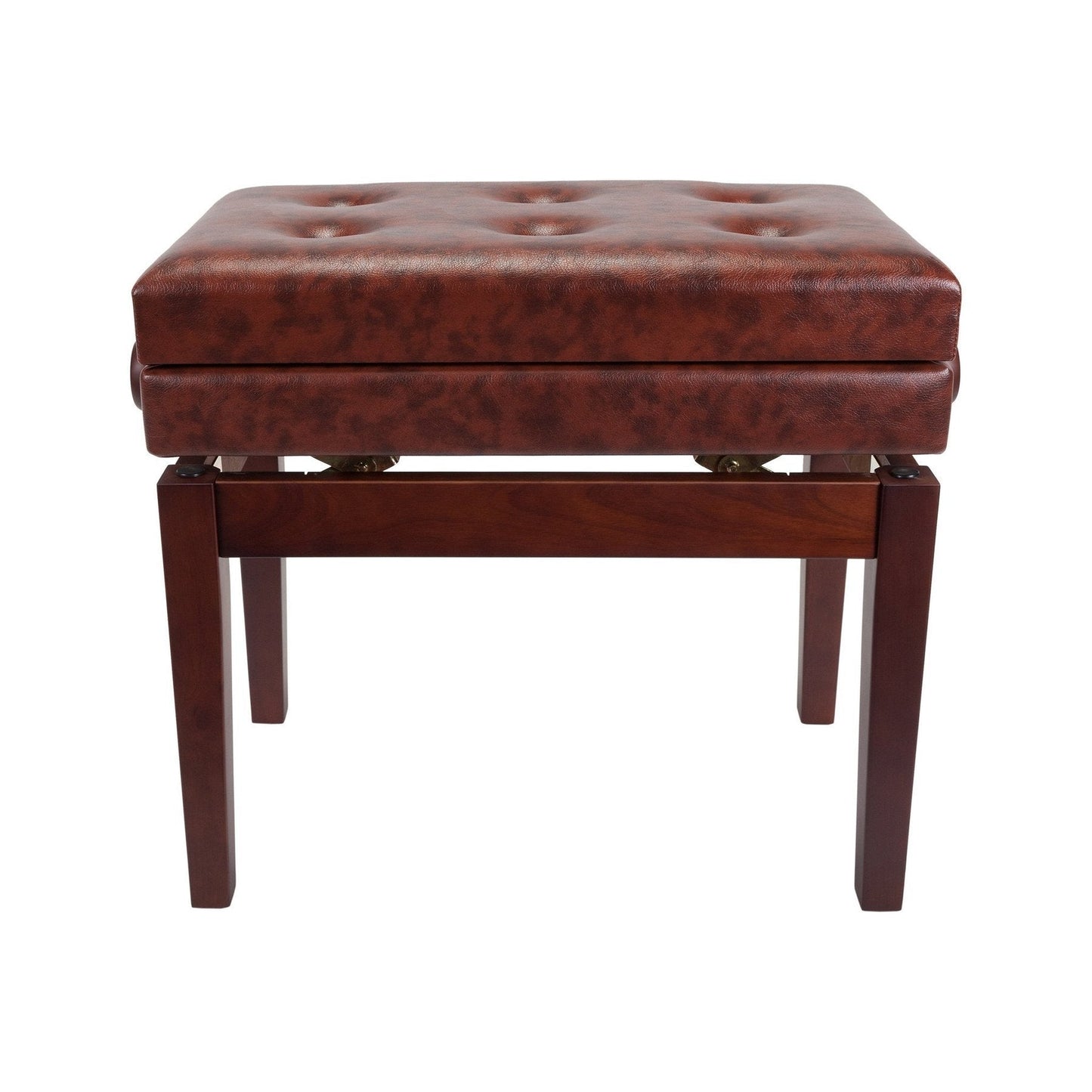 Crown Deluxe Tufted Height Adjustable Piano Stool with Storage Compartment (Walnut)