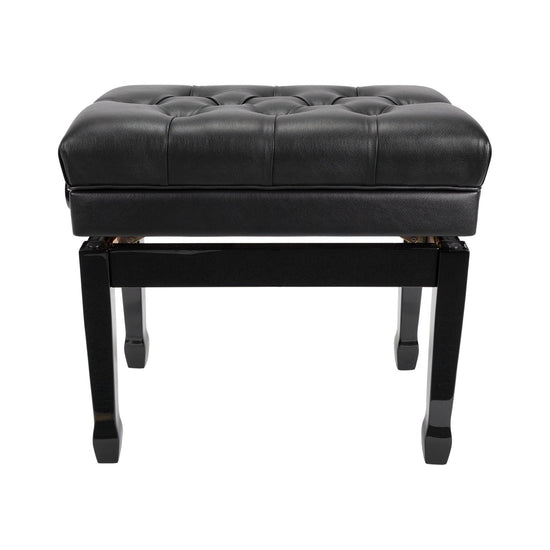 Crown Premium Tufted Double Padded Height Adjustable Piano Stool with Storage Compartment (Black)