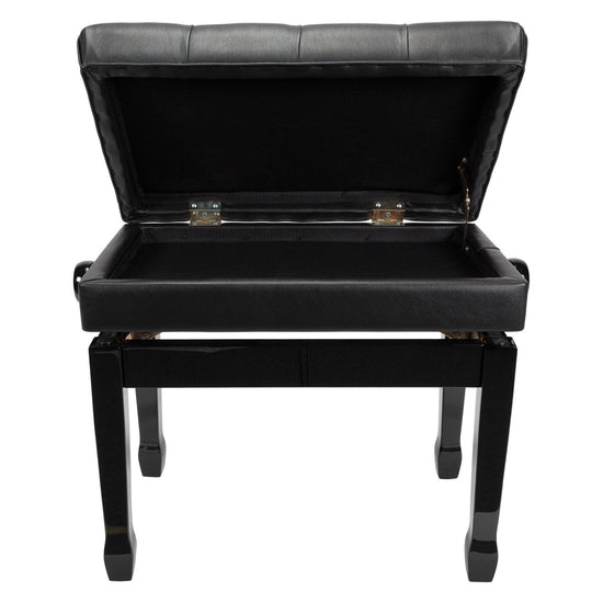 Crown Premium Tufted Double Padded Height Adjustable Piano Stool with Storage Compartment (Black)