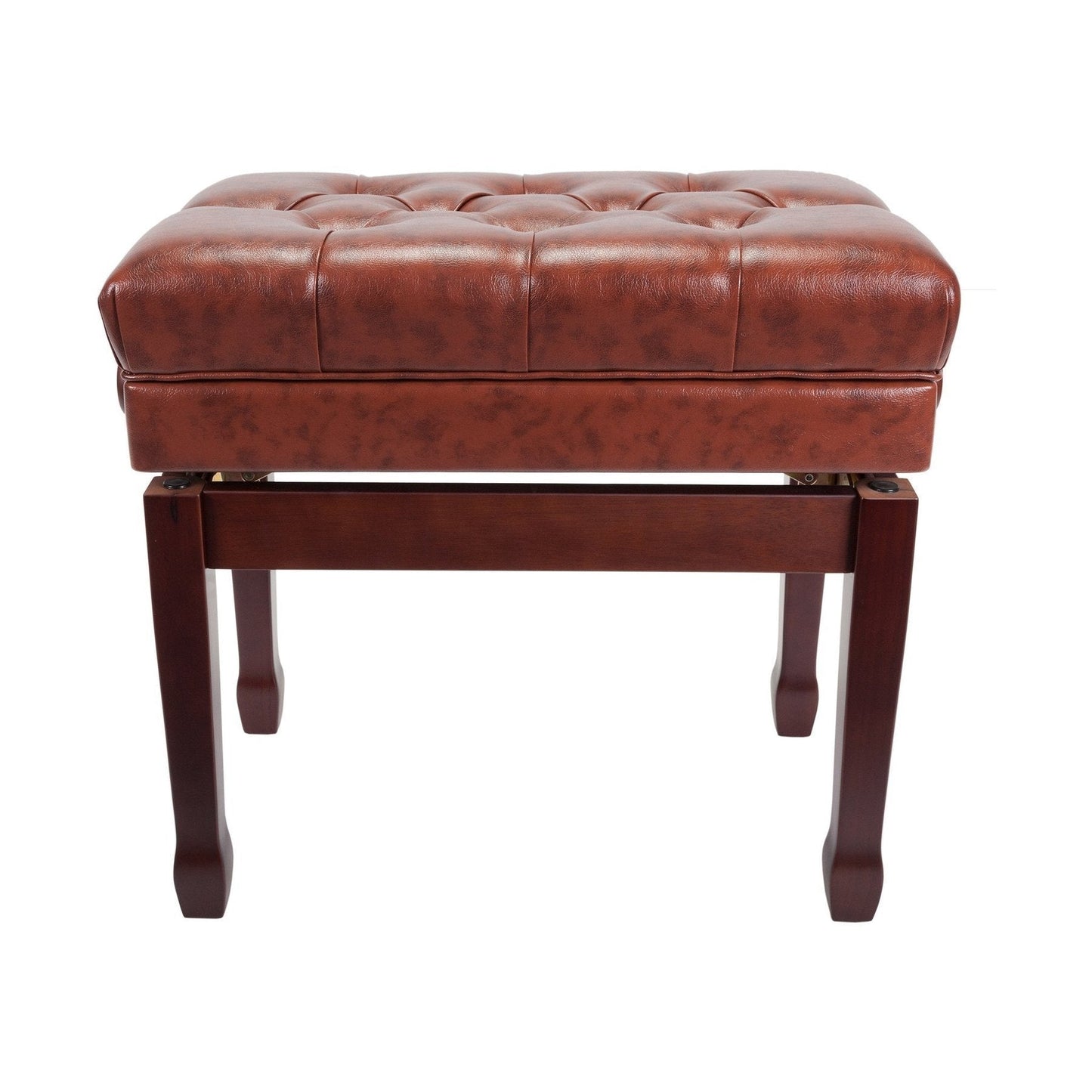 Crown Premium Tufted Double Padded Height Adjustable Piano Stool with Storage Compartment (Walnut)
