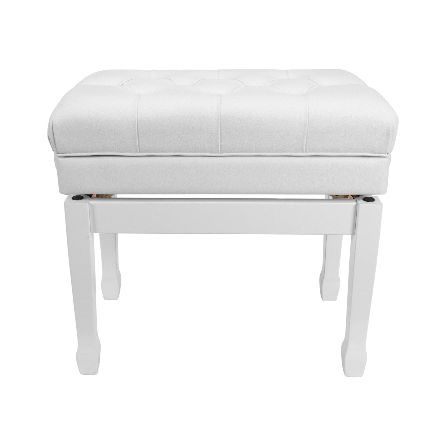 Crown Premium Tufted Double Padded Height Adjustable Piano Stool with Storage Compartment (White)