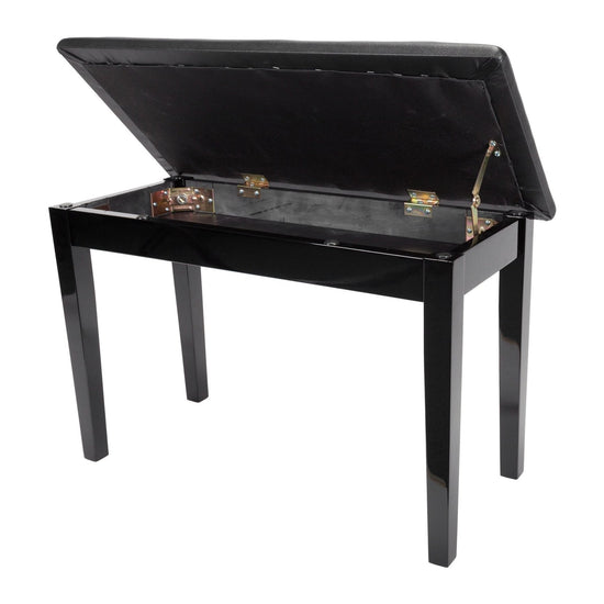 Crown Standard Tufted Duet Piano Stool with Storage Compartment (Black)