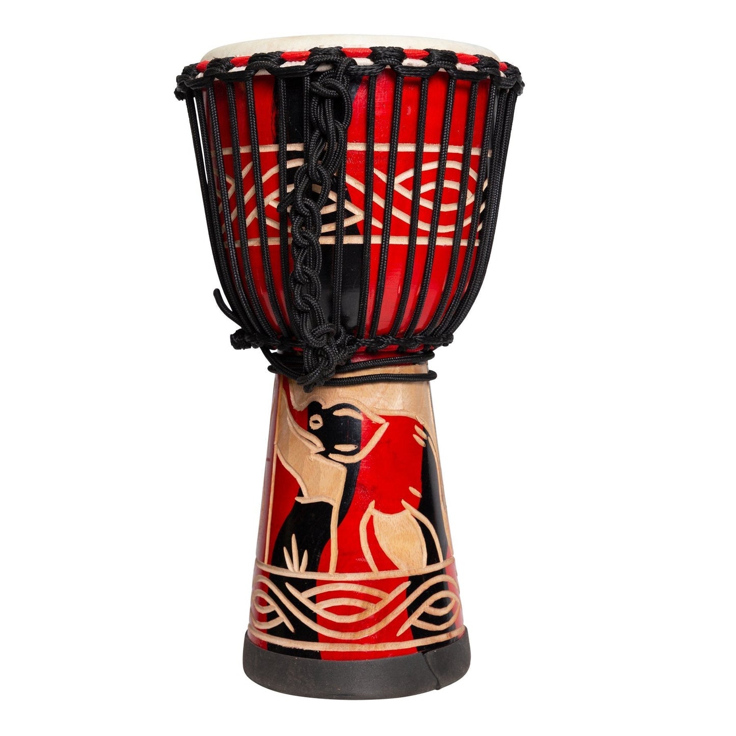 Drumfire 'Majestic Series' 8" Natural Hide Traditional Rope Djembe (Red)