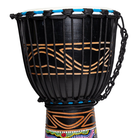 Load image into Gallery viewer, Drumfire &amp;#39;Tribal Series&amp;#39; 10&amp;quot; Natural Hide Traditional Rope Djembe (Black)
