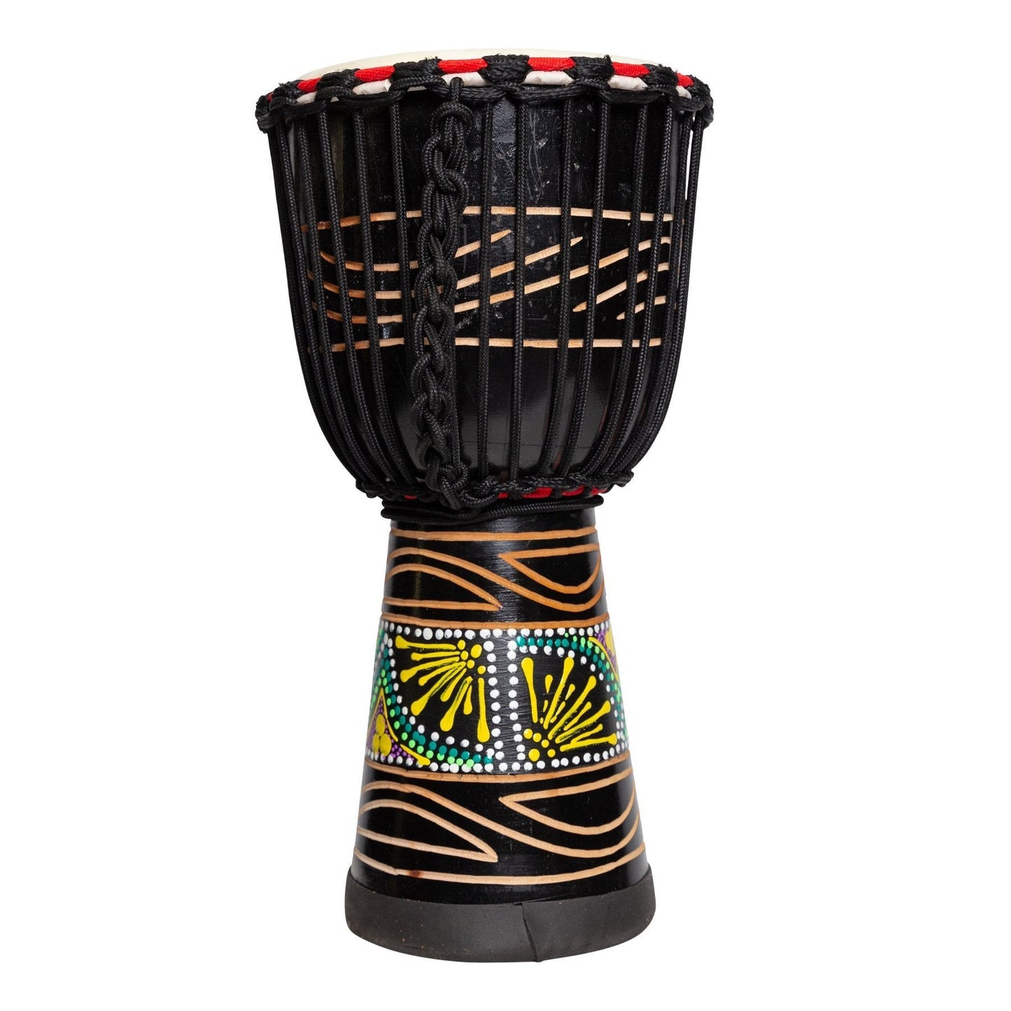 Drumfire 'Tribal Series' 8" Natural Hide Traditional Rope Djembe (Black)