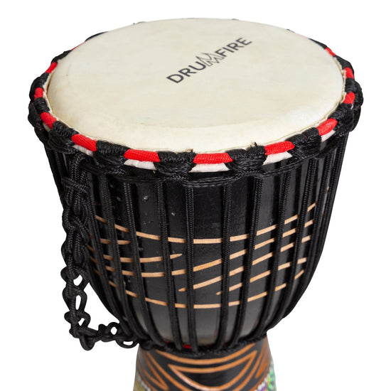 Drumfire 'Tribal Series' 8" Natural Hide Traditional Rope Djembe (Black)