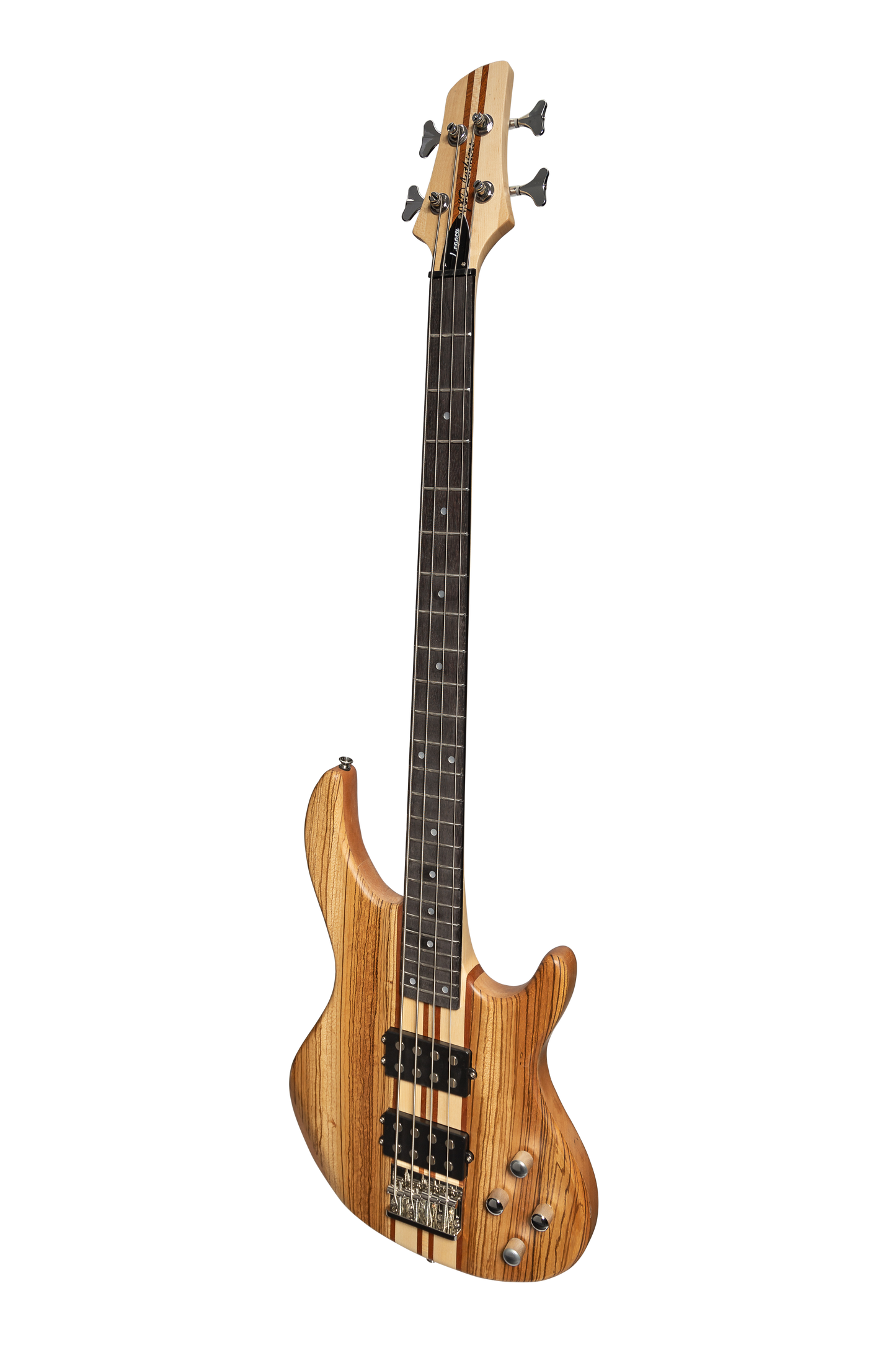 J&D Luthiers 4-String Contemporary Neck Through Active Electric Bass Guitar (Natural Satin)
