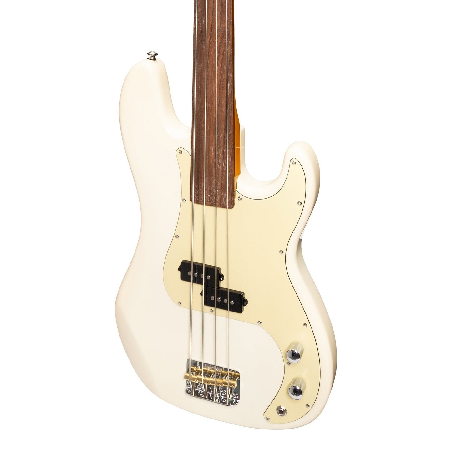 J&D Luthiers 4-String PB-Style Fretless Electric Bass Guitar (Cream)