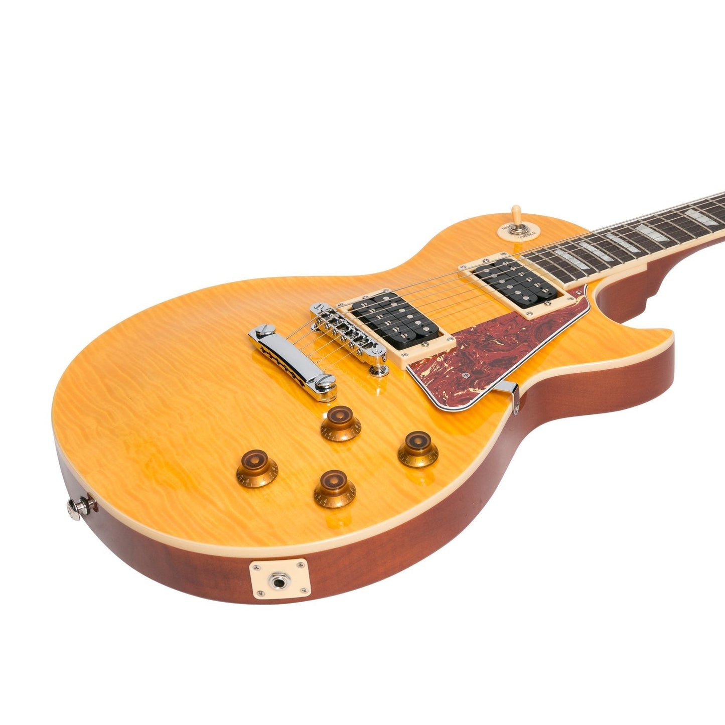 J&D Luthiers LP-Custom Style Electric Guitar (Transparent Amber)