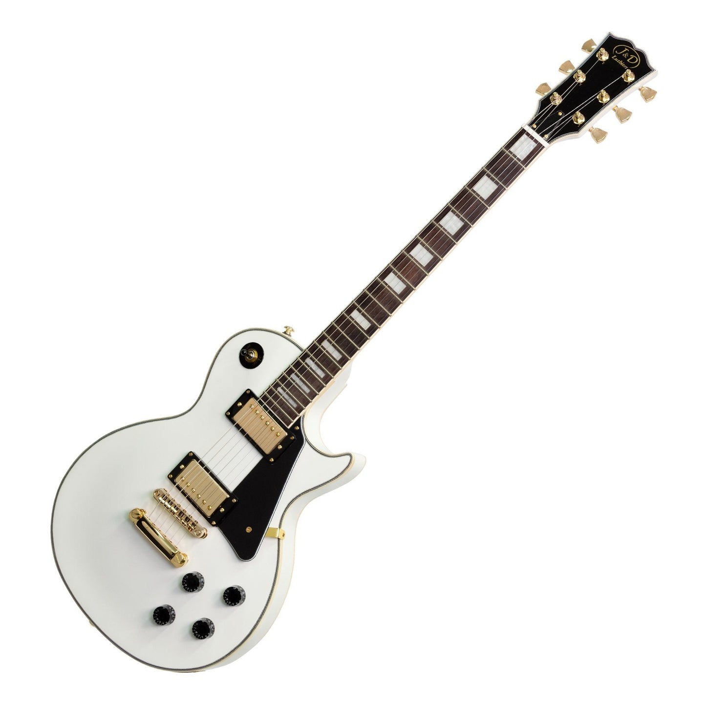 J&D Luthiers LP-Custom Style Electric Guitar (White)