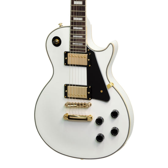 J&D Luthiers LP-Custom Style Electric Guitar (White)