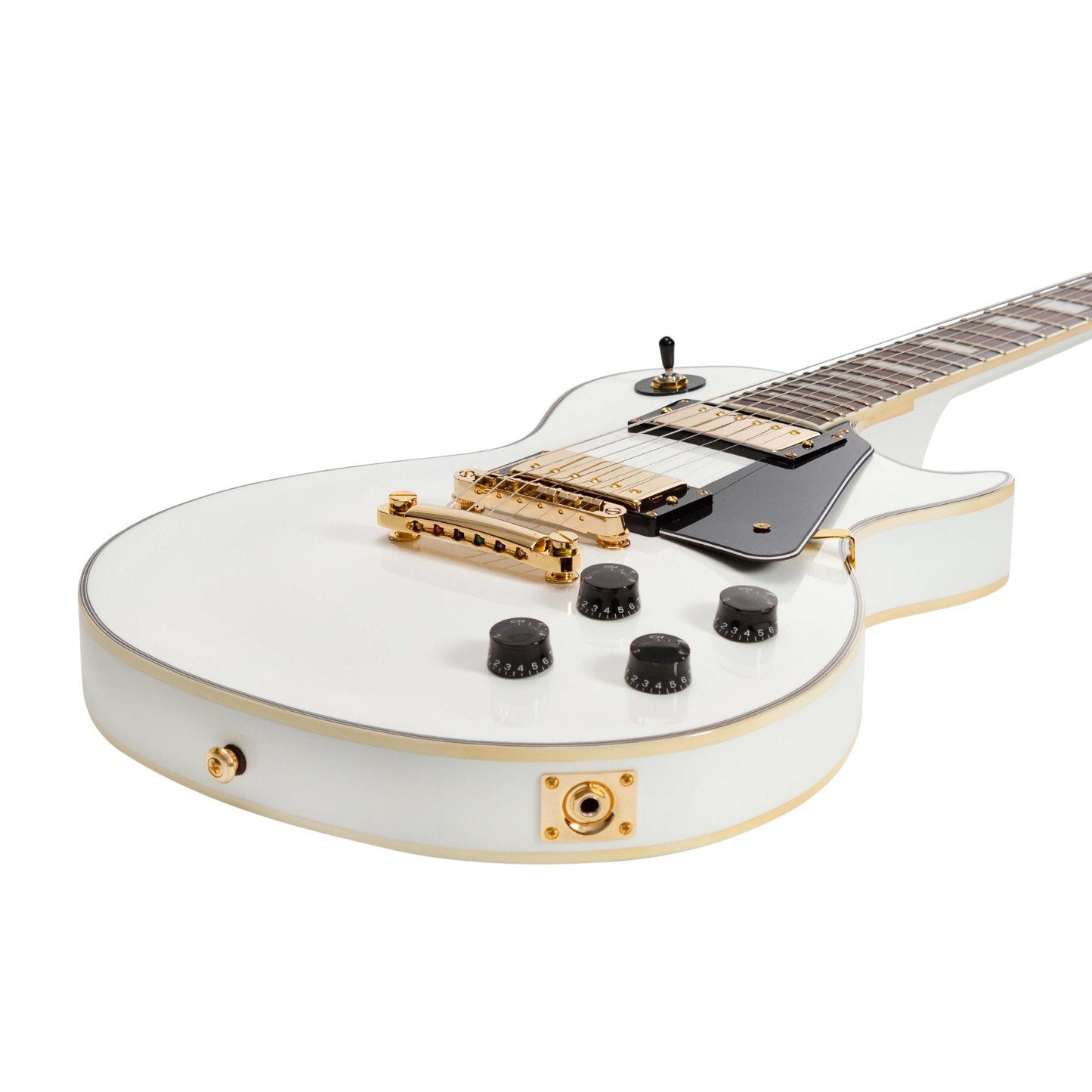 J&D Luthiers LP-Custom Style Electric Guitar (White)