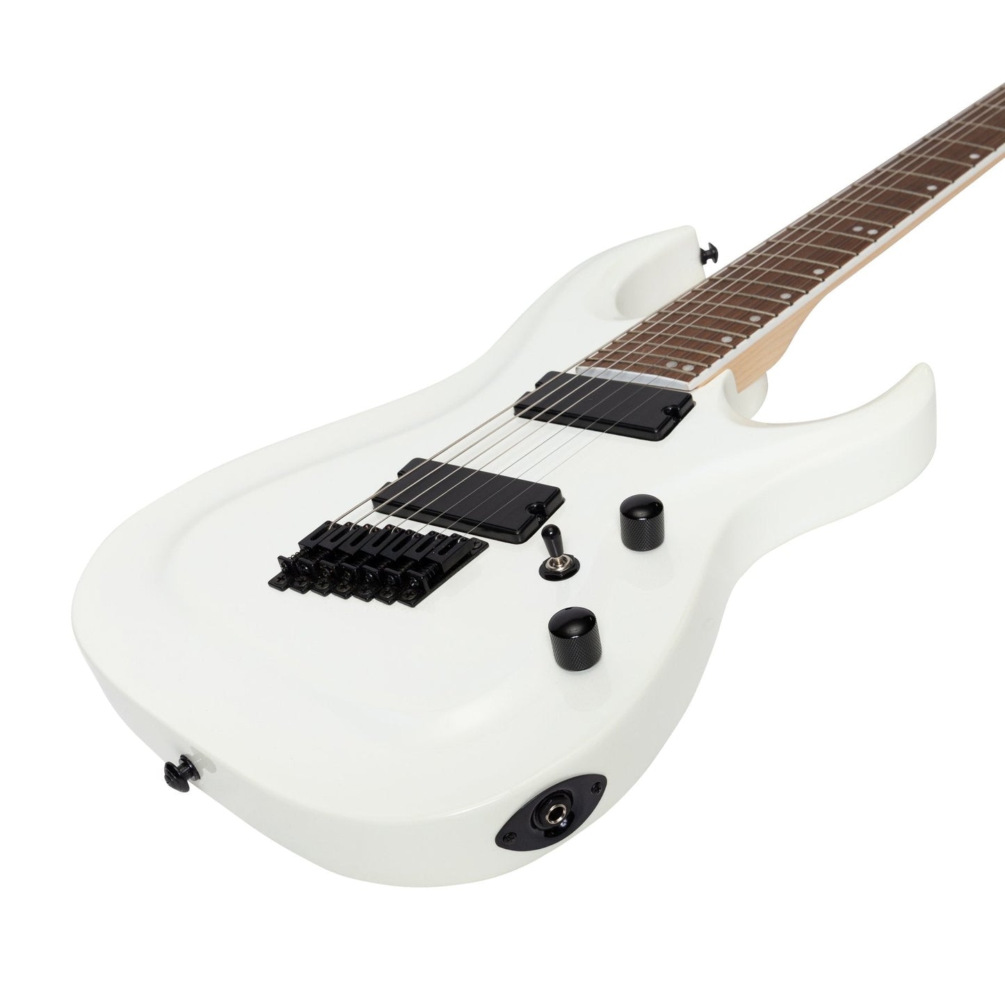 J&D Luthiers MF7 7-String Contemporary Multi-Scale Electric Guitar (White)