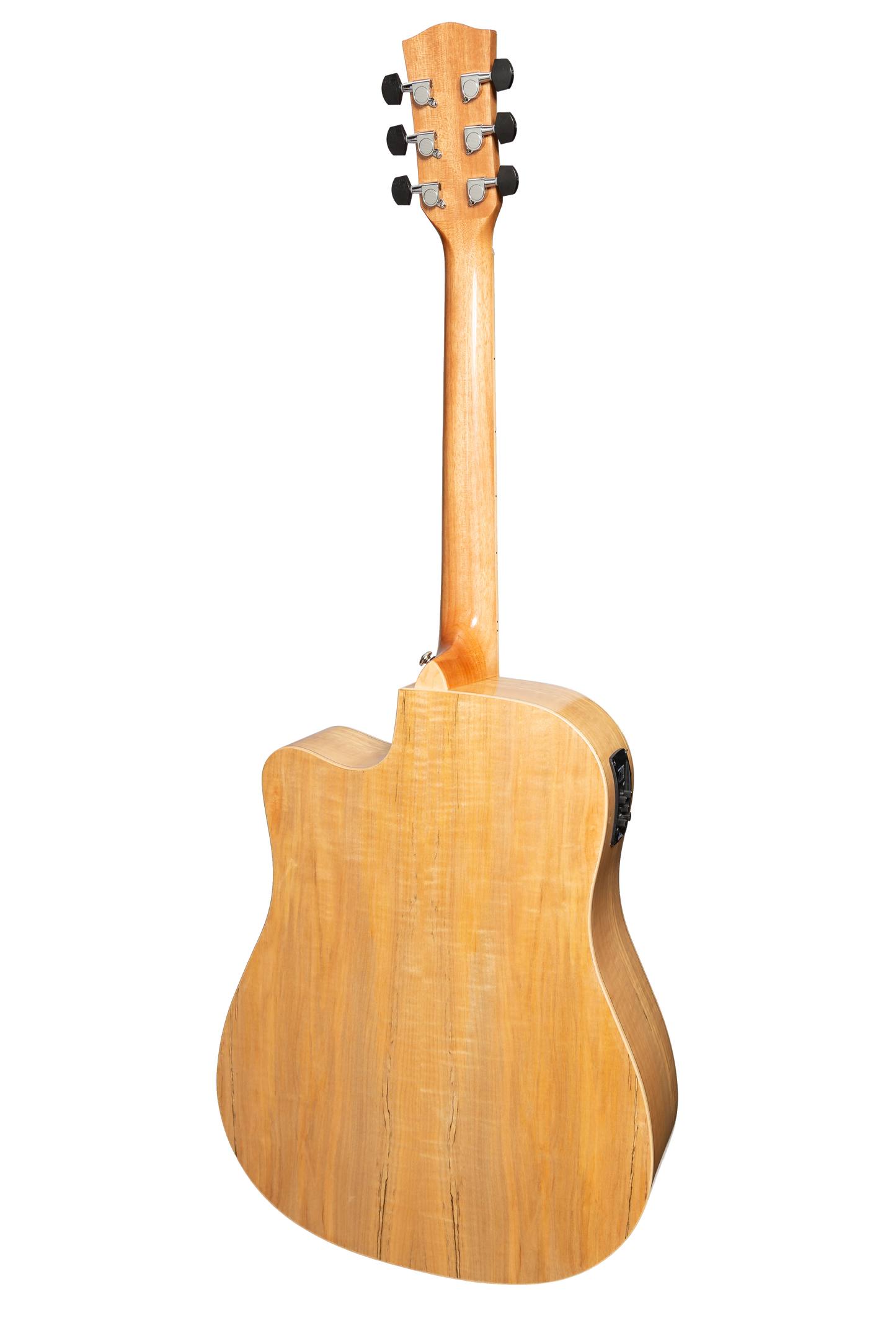 Martinez '31 Series' Spalted Maple Acoustic-Electric Dreadnought Cutaway Guitar (Natural Gloss)