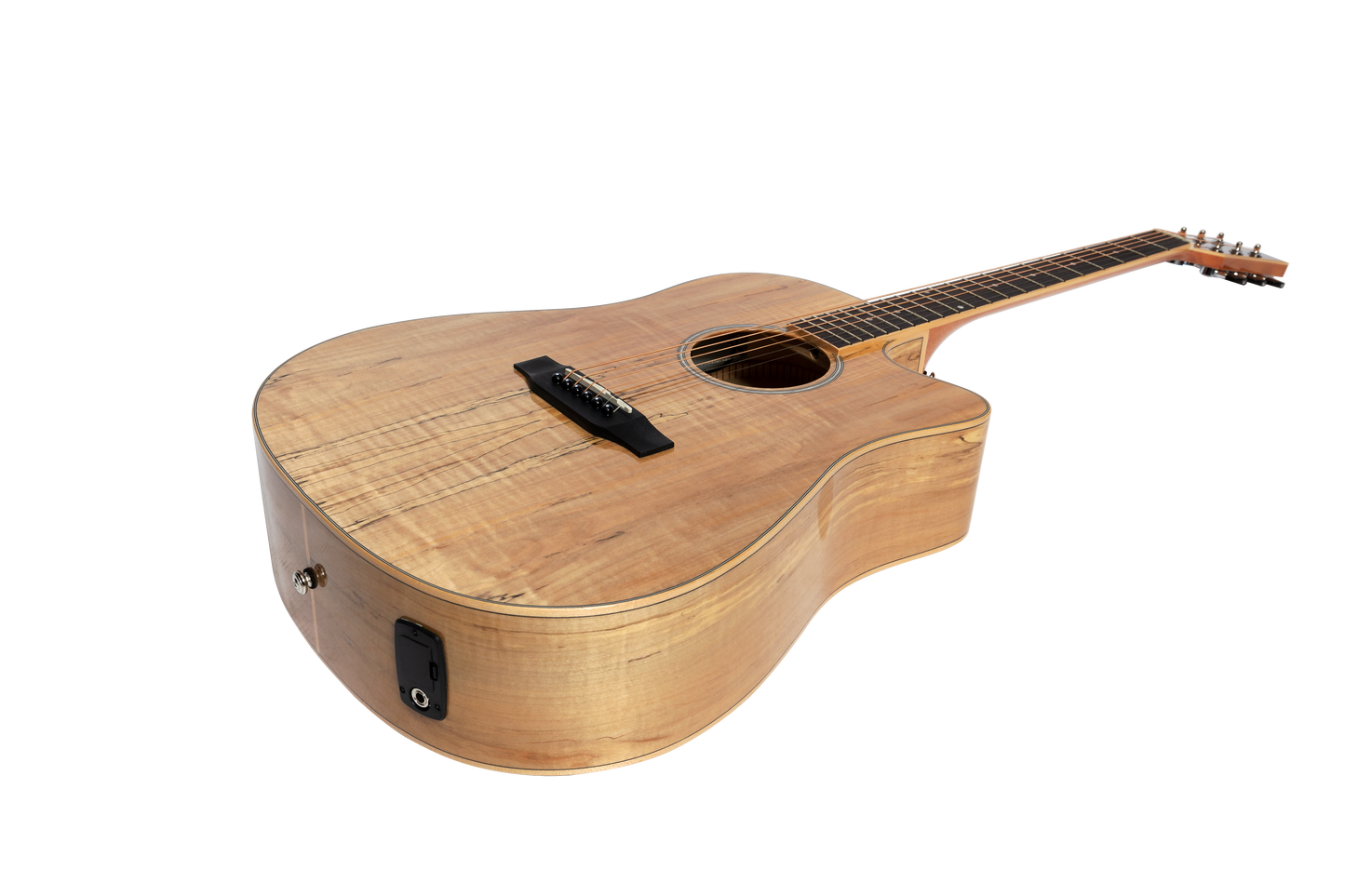 Martinez '31 Series' Spalted Maple Acoustic-Electric Dreadnought Cutaway Guitar (Natural Gloss)