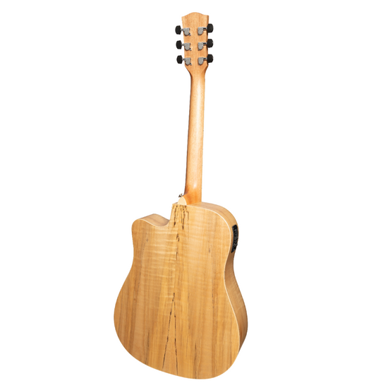 Martinez '31 Series' Spalted Maple Acoustic-Electric Dreadnought Cutaway Guitar (Natural Satin)