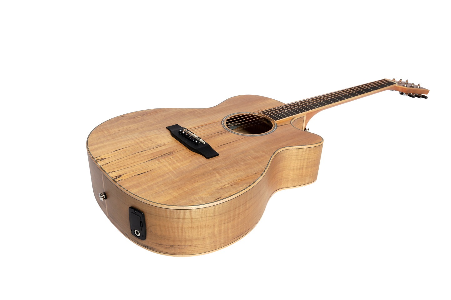 Martinez '31 Series' Spalted Maple Small Body Acoustic-Electric Cutaway Guitar (Natural Satin)