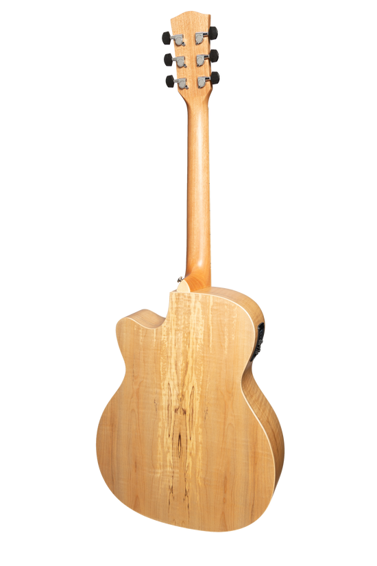 Martinez '31 Series' Spalted Maple Small Body Acoustic-Electric Cutaway Guitar (Natural Satin)