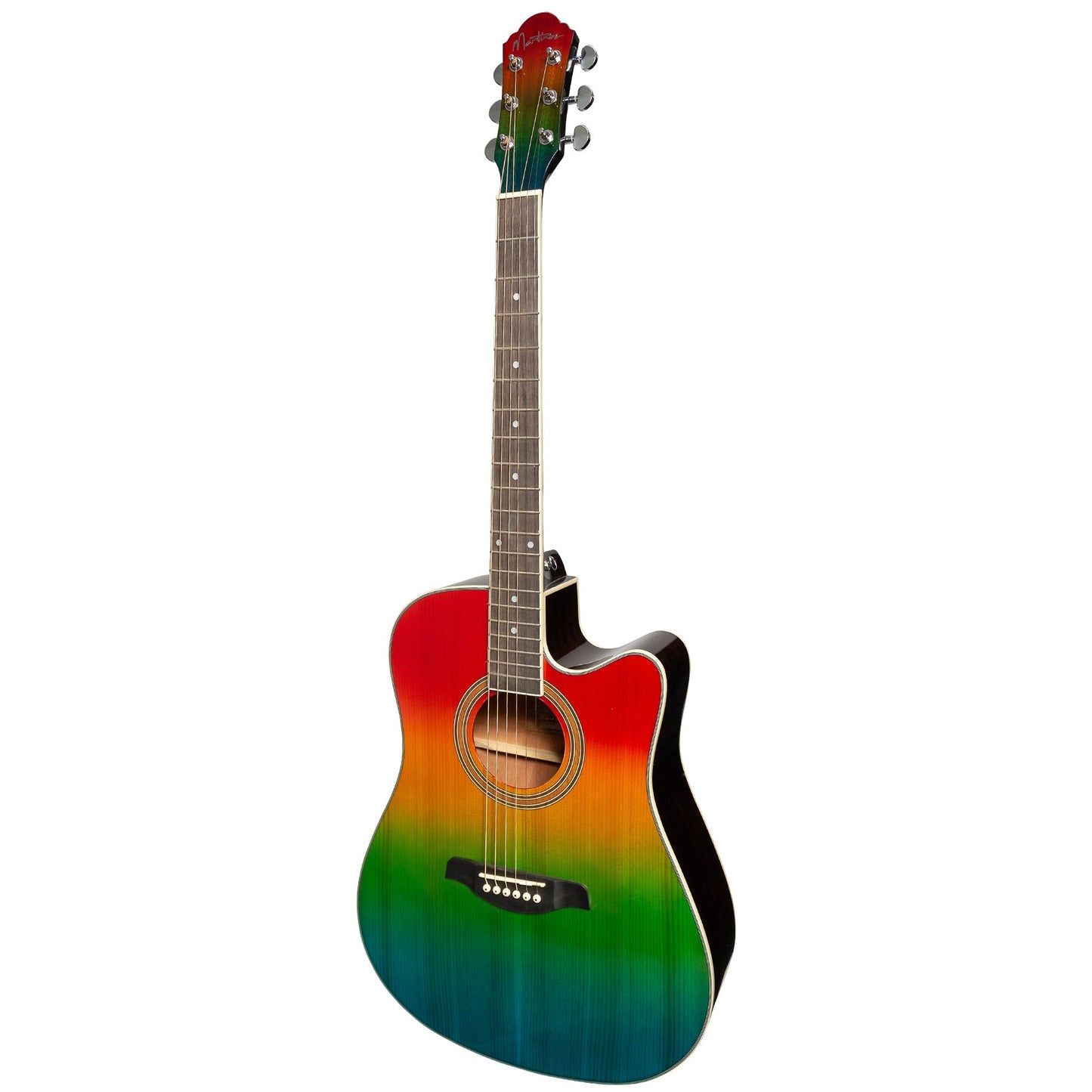 Martinez '41 Series' Dreadnought Acoustic Guitar. Cut-away Gloss Finish (Rainbow Gloss)