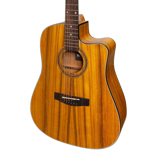 Martinez '41 Series' Dreadnought Cutaway Acoustic-Electric Guitar Pack (Koa)