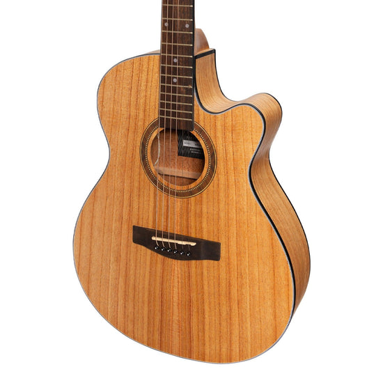 Martinez '41 Series' Folk Size Cutaway Acoustic-Electric Guitar Pack (Mindi-wood)