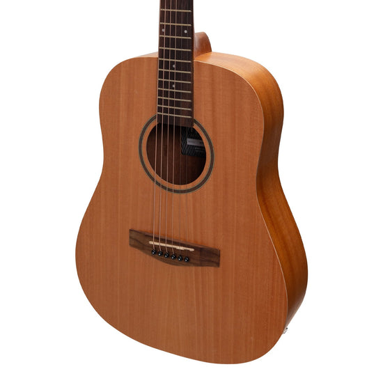 Martinez Acoustic-Electric Middy Traveller Guitar with Built-In Tuner (Mahogany)