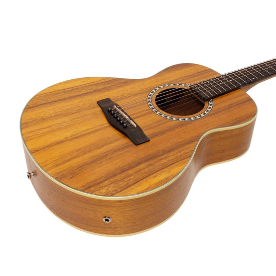 Martinez Acoustic-Electric Short Scale Guitar with Built-In Tuner (Koa)