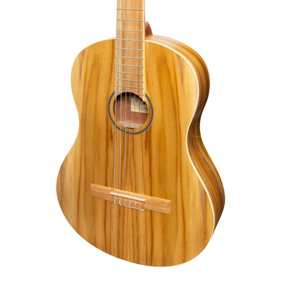 Martinez Full Size Student Classical Guitar with Built In Tuner (Jati-Teakwood)