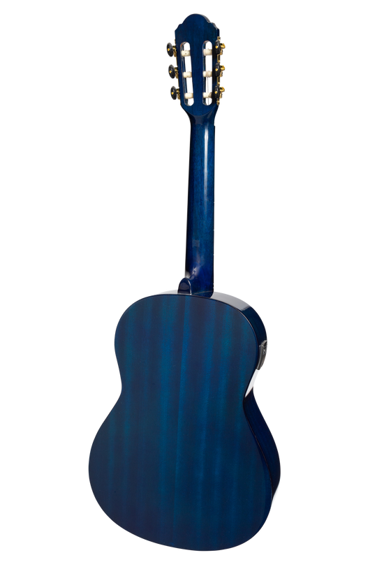 Martinez G-Series 3/4 Size Electric Classical Guitar with Tuner (Blue-Gloss)