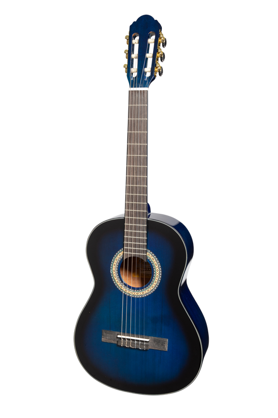 Martinez G-Series 3/4 Size Student Classical Guitar Pack with Built In Tuner (Blue-Gloss)