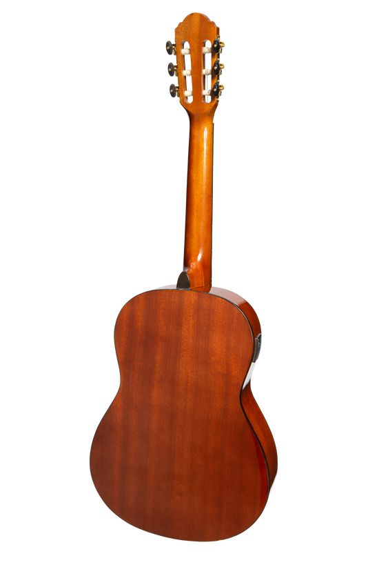 Martinez G-Series Full Size Electric Classical Guitar with Tuner (Amber-Gloss)