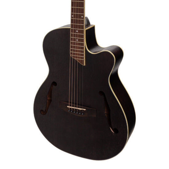 Martinez Jazz Hybrid Acoustic-Electric Small Body Cutaway Guitar (Black)