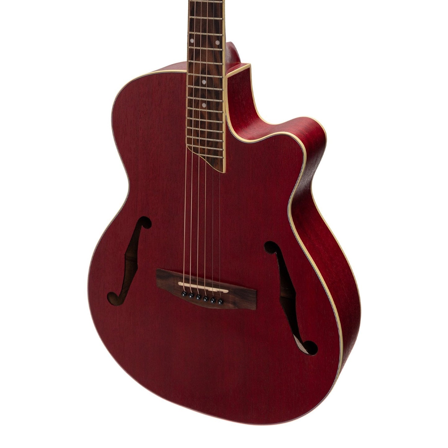 Load image into Gallery viewer, Martinez Jazz Hybrid Acoustic-Electric Small Body Cutaway Guitar (Red)
